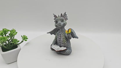 Dragon Reading a Book Mini Figurine