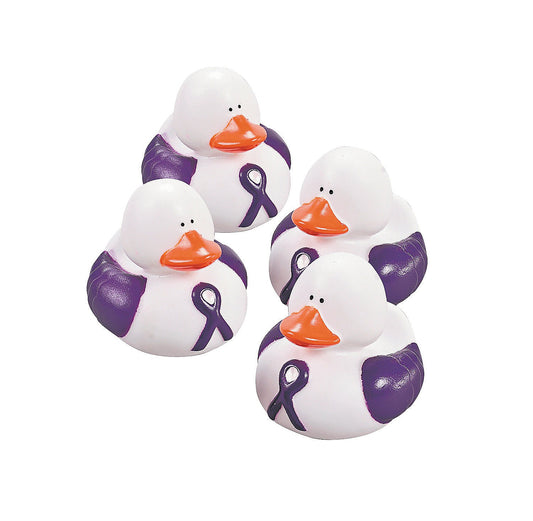 2" Purple Awareness Ribbon Vinyl Rubber Duck