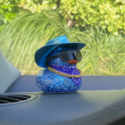 Glitter Rubber Duck with Black Sunglasses, Chain, & Bandana