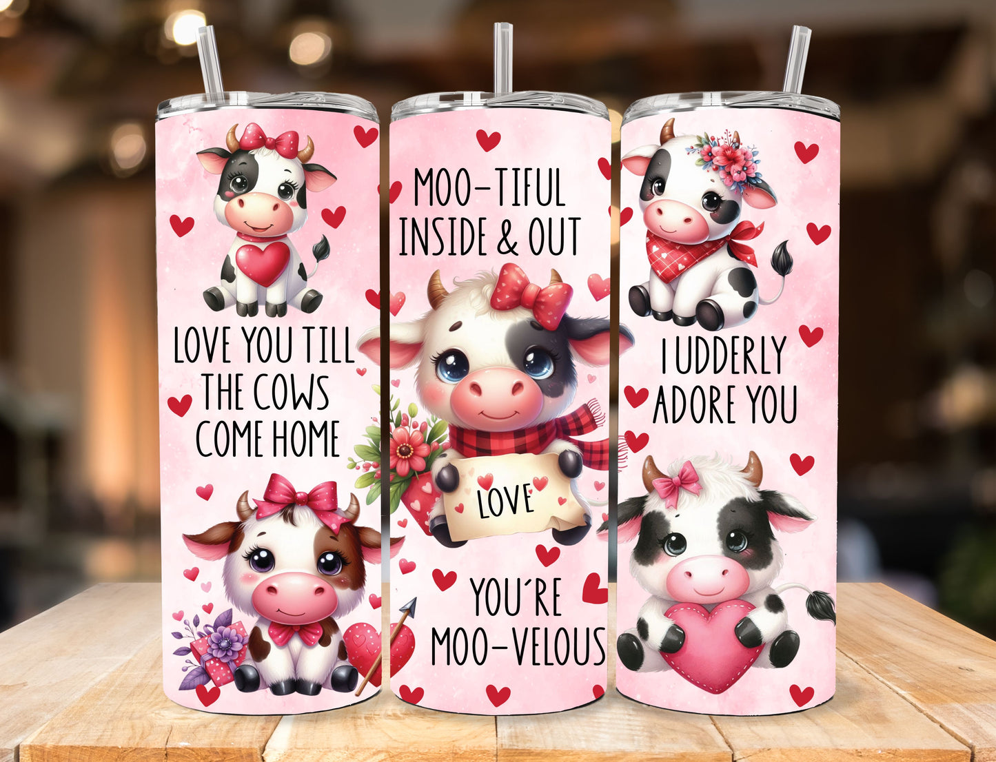 Valentine's Day - Dairy Cow Skinny Tumbler - 20oz or 30oz