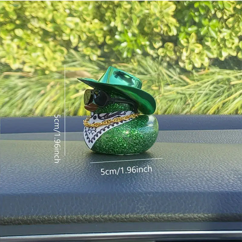 Glitter Rubber Duck with Black Sunglasses, Chain, & Bandana