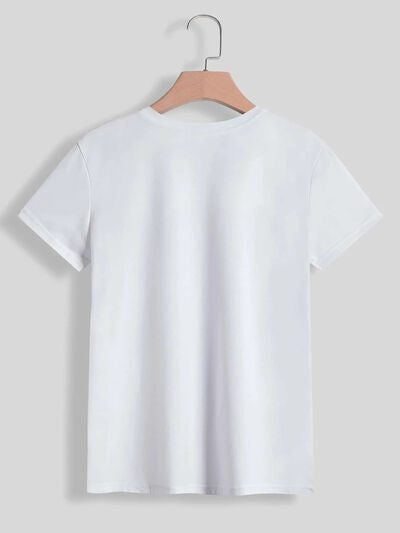 Sequin Rabbit Round Neck Short Sleeve T-Shirt