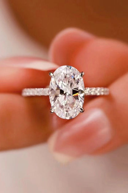 2 Carat Platinum-Plated Side Stone Moissanite Ring