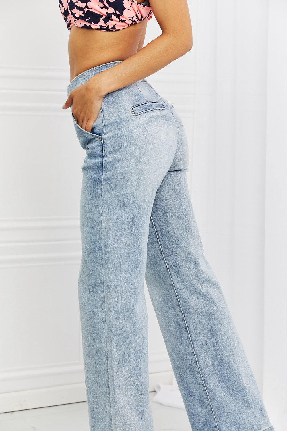 RISEN Full Size Luisa Wide Flare Jeans