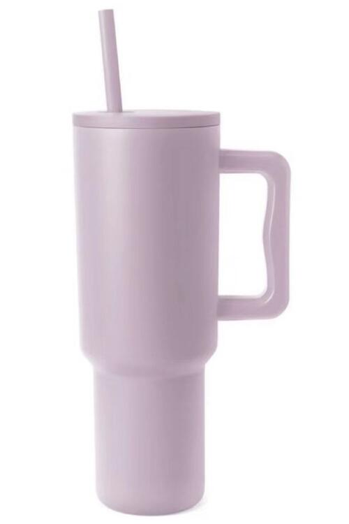 Monochromatic Stainless Steel Tumbler with Matching Straw - 40oz