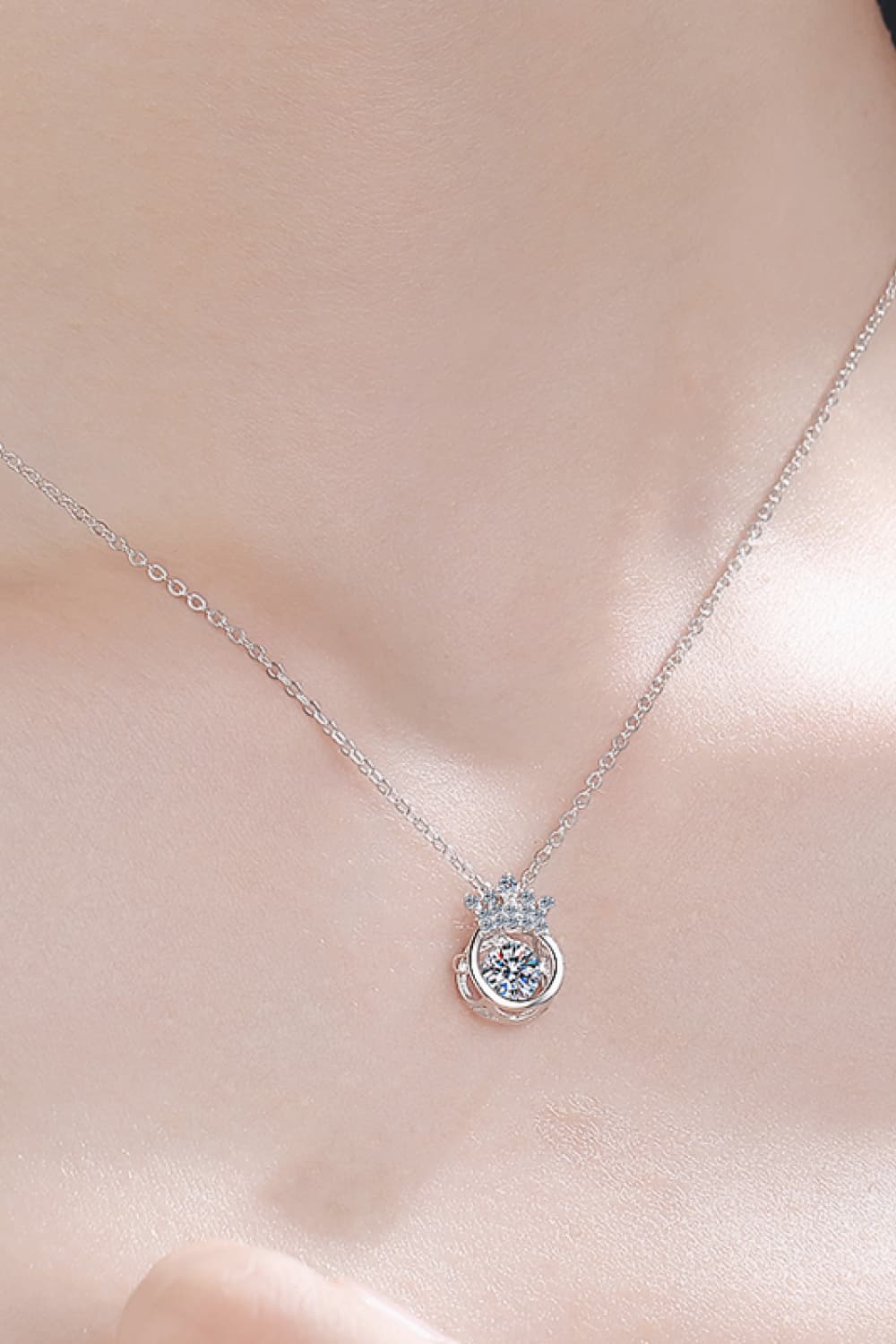 .5 Carat Moissanite 925 Sterling Silver Crown Necklace