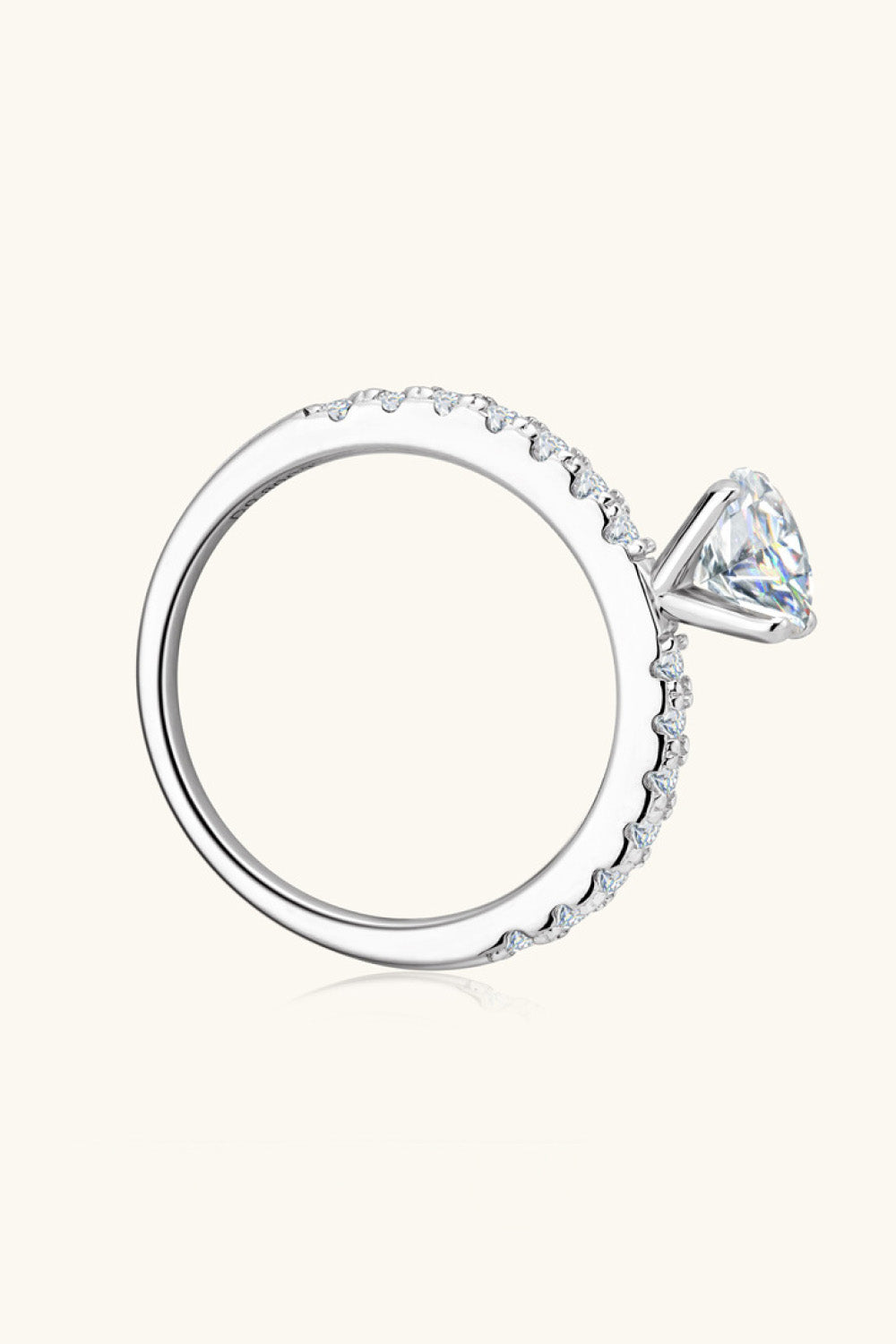 .8 Carat Moissanite Platinum-Plated Side Stone Ring