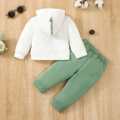 Dinosaur Graphic Hoodie and Pants Set