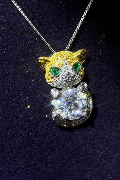 2 Carat Moissanite 925 Sterling Silver Necklace - Cat