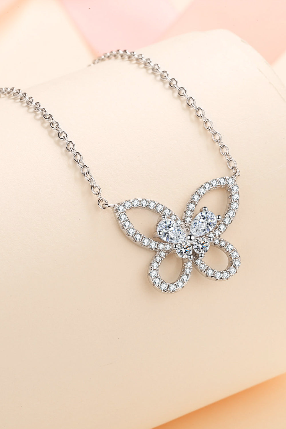 .82 Carat Moissanite Butterfly Pendant Necklace