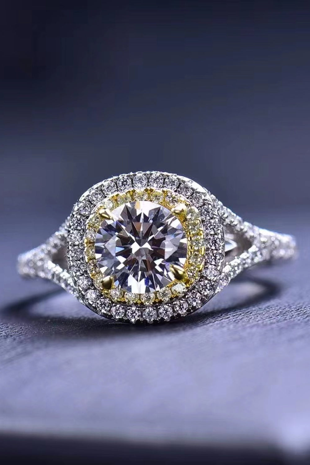 1 Carat Two-Tone Moissanite Ring