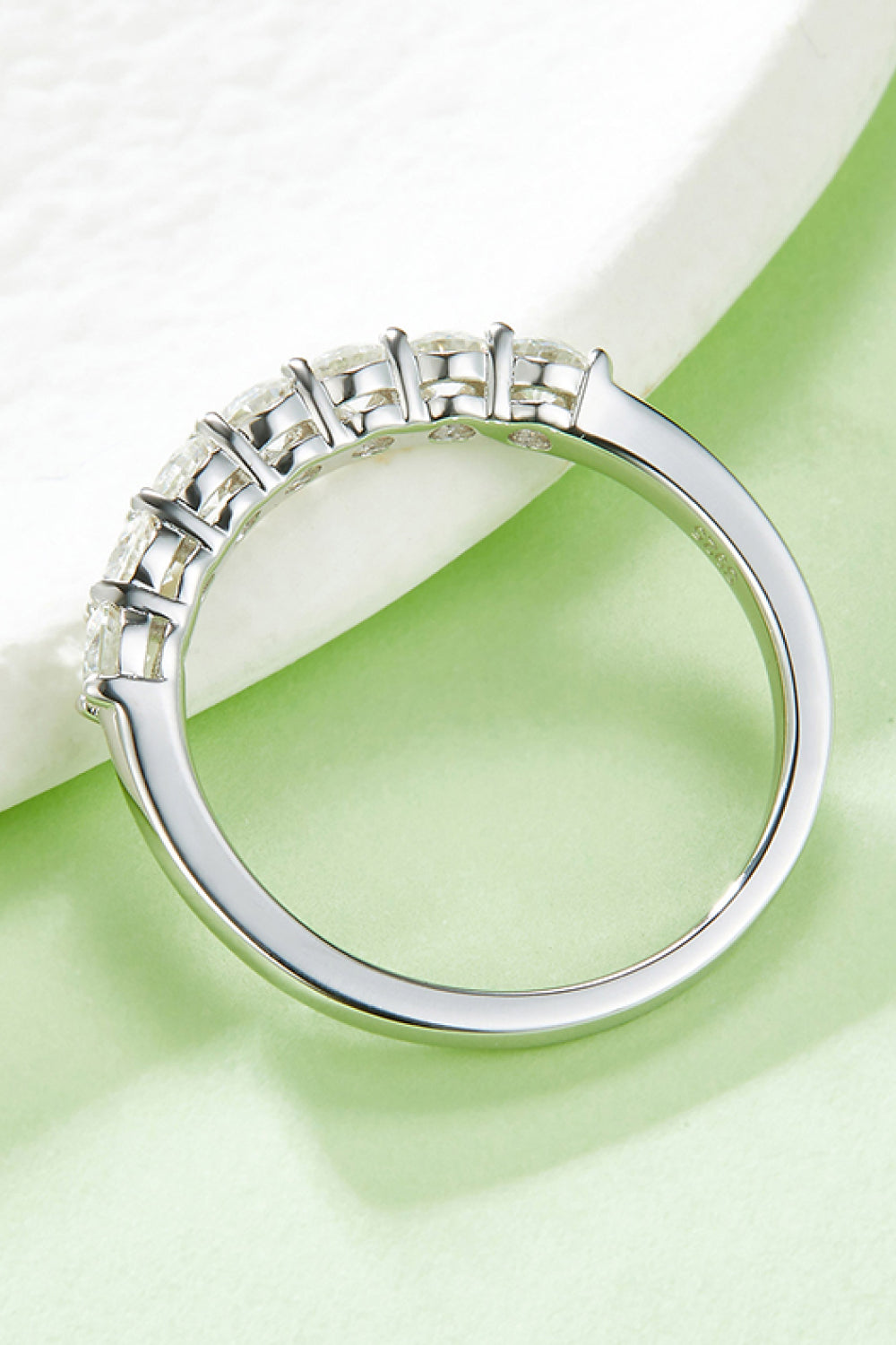 .7 Carat Moissanite Platinum-Plated Half-Eternity Ring