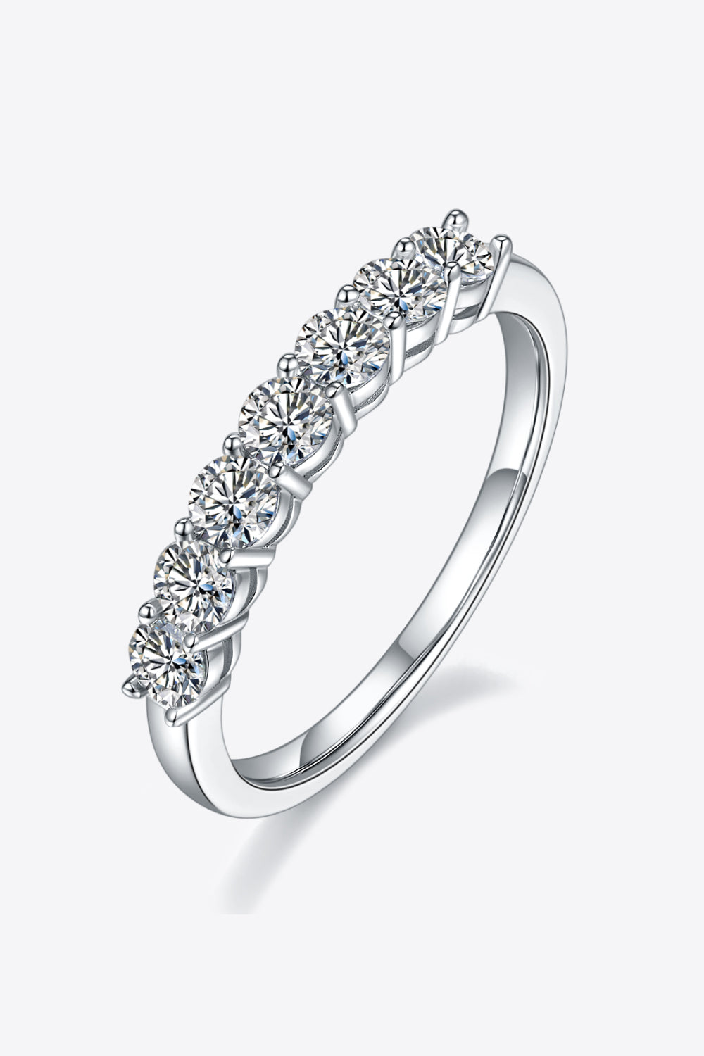 .7 Carat Moissanite Platinum-Plated Half-Eternity Ring