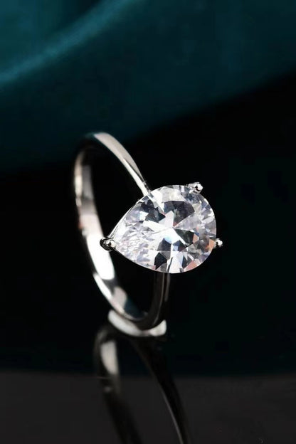 2 Carat Classic Teardrop Moissanite Ring