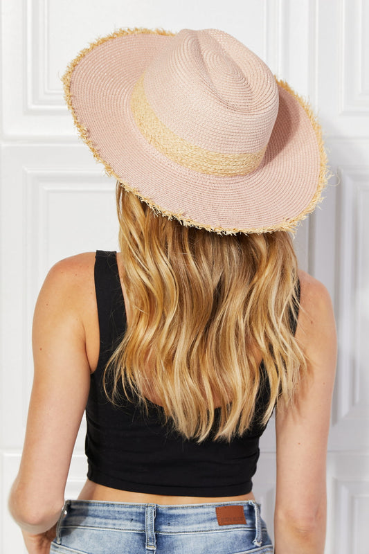 Justin Taylor Poolside Baby Straw Fedora Hat in Pale Blush