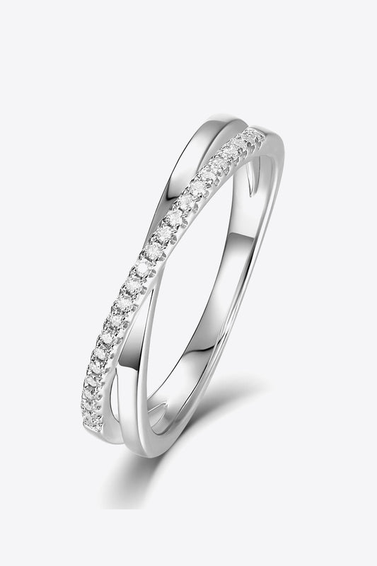 .1 Carat 925 Sterling Silver Crisscross Moissanite Ring