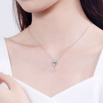 .3 Carat Moissanite Key Shape 925 Sterling Silver Necklace