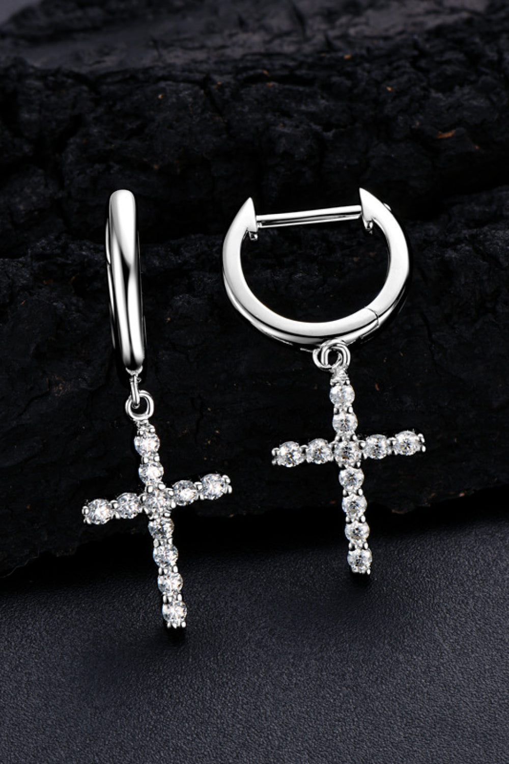 .374 Carat 925 Sterling Silver Moissanite Cross Earrings