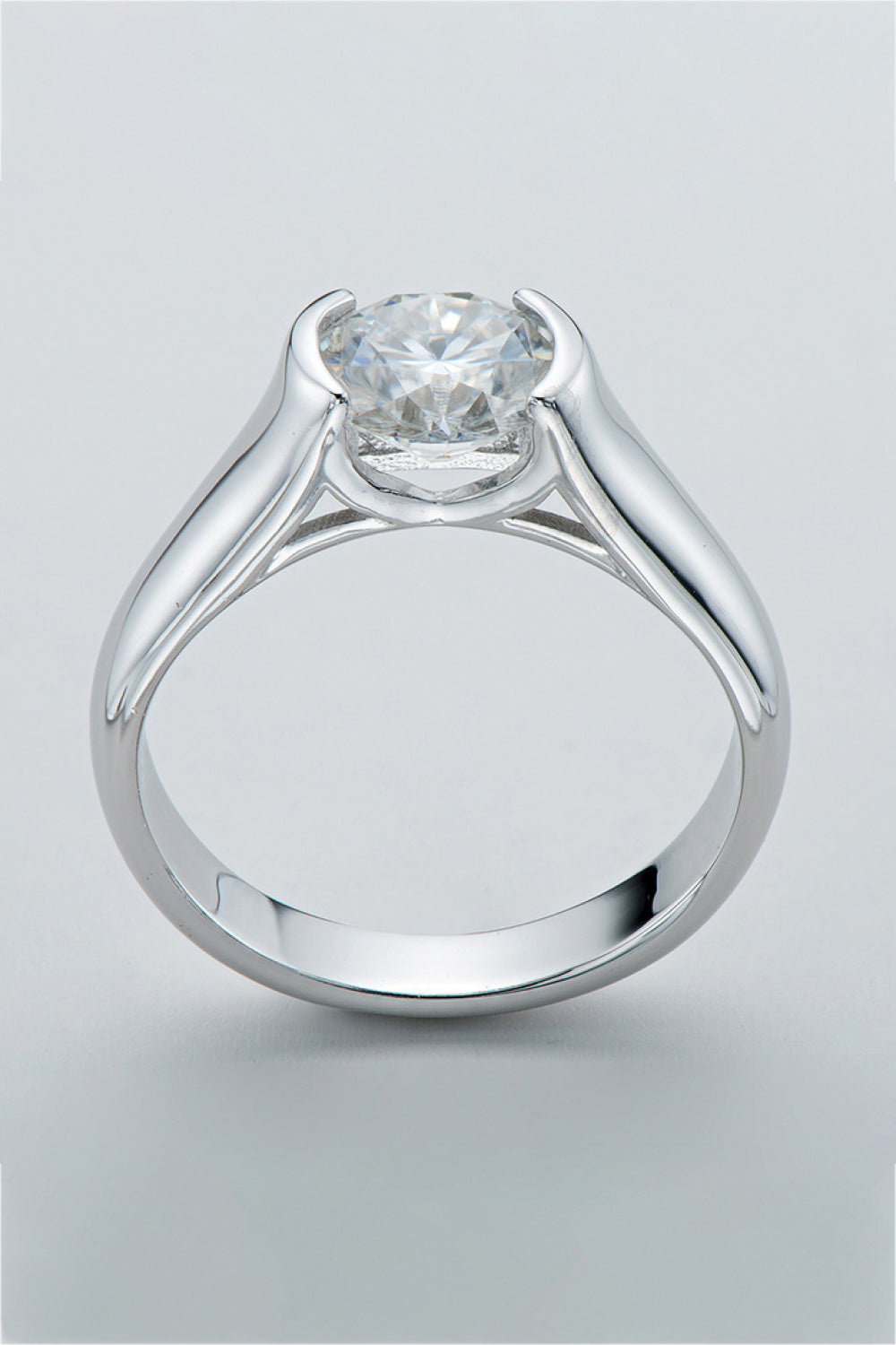 2 Carat Moissanite Looking Good Platinum-Plated Ring