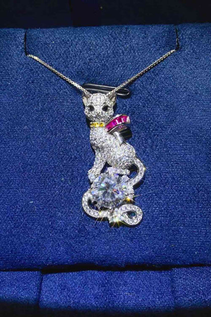 2 Carat Moissanite 925 Sterling Silver Necklace - Cat