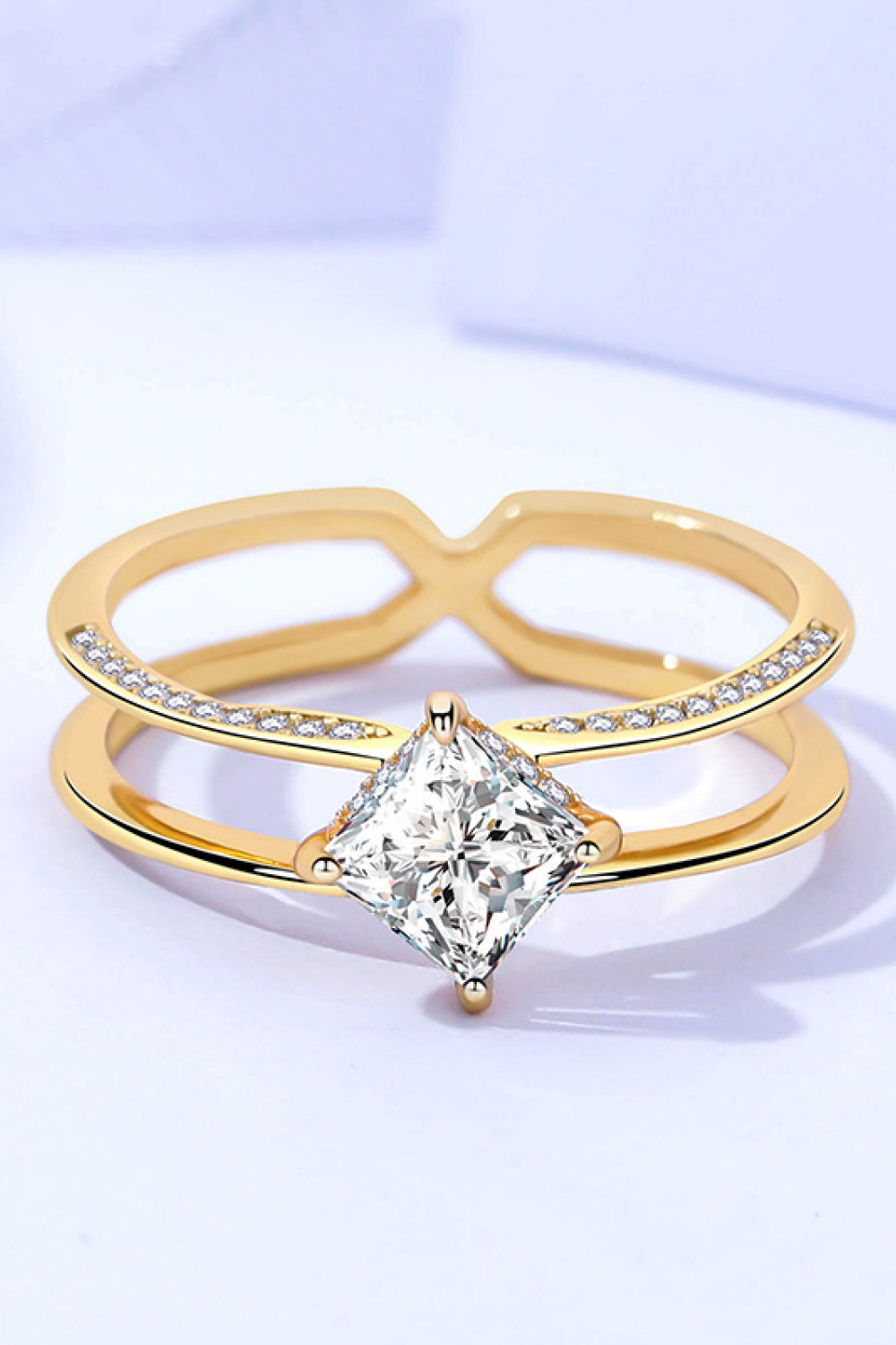 .5 Carat Moissanite 18K Gold-Plated Double-Layered Ring