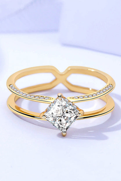 .5 Carat Moissanite 18K Gold-Plated Double-Layered Ring