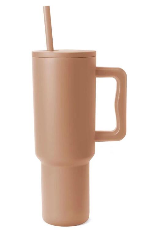 Monochromatic Stainless Steel Tumbler with Matching Straw - 40oz