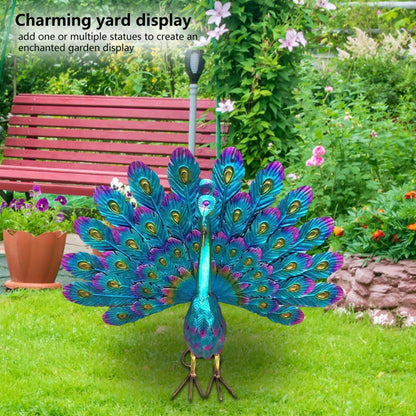 Peacock Statues Standing Posture Peacock Figurine Decorative Stable Base Animal Ornament Weather-Resistant Rust-Proof Craft