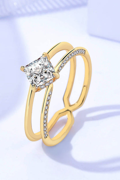 .5 Carat Moissanite 18K Gold-Plated Double-Layered Ring