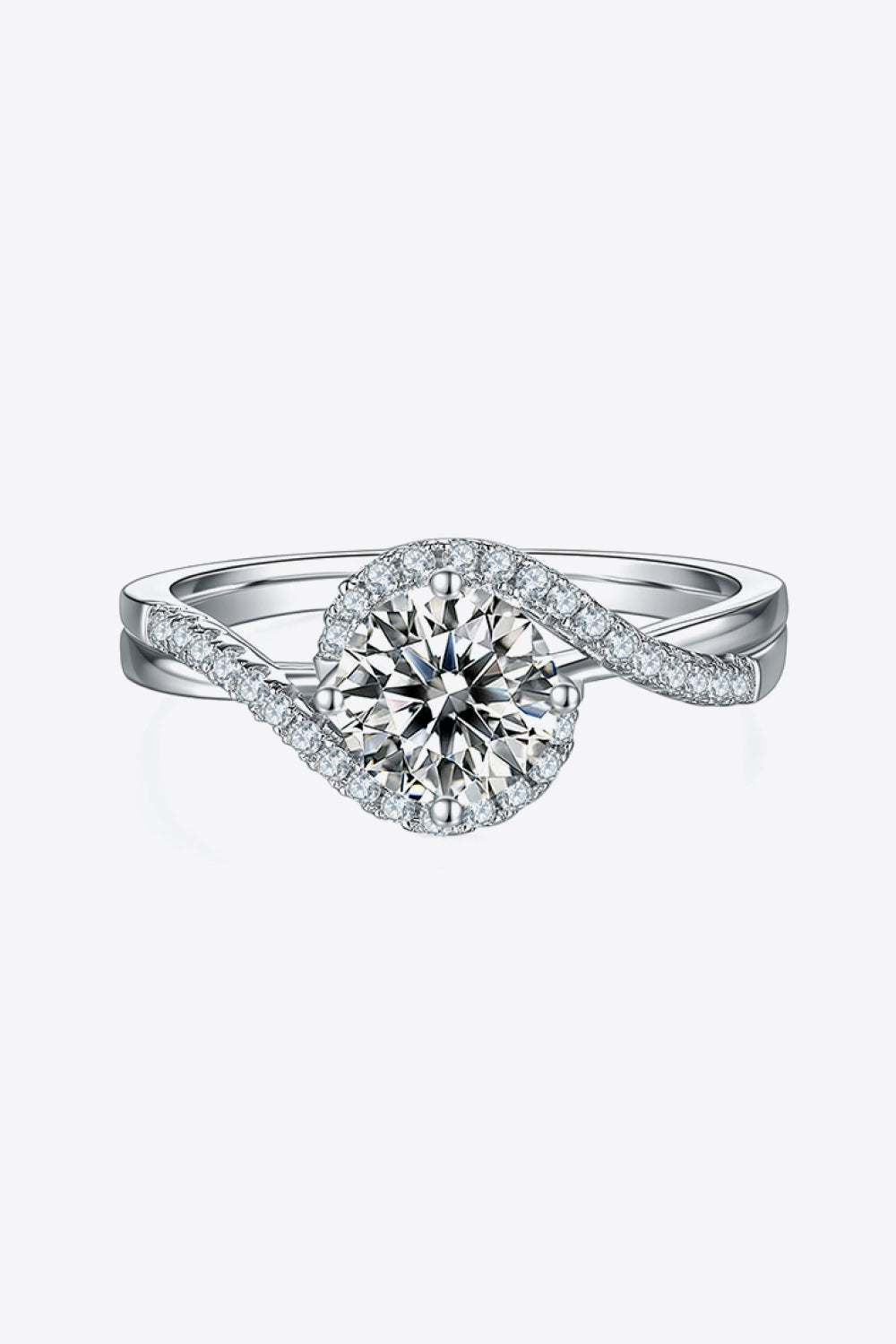 1 Carat Adored Moissanite 925 Sterling Silver Crisscross Ring