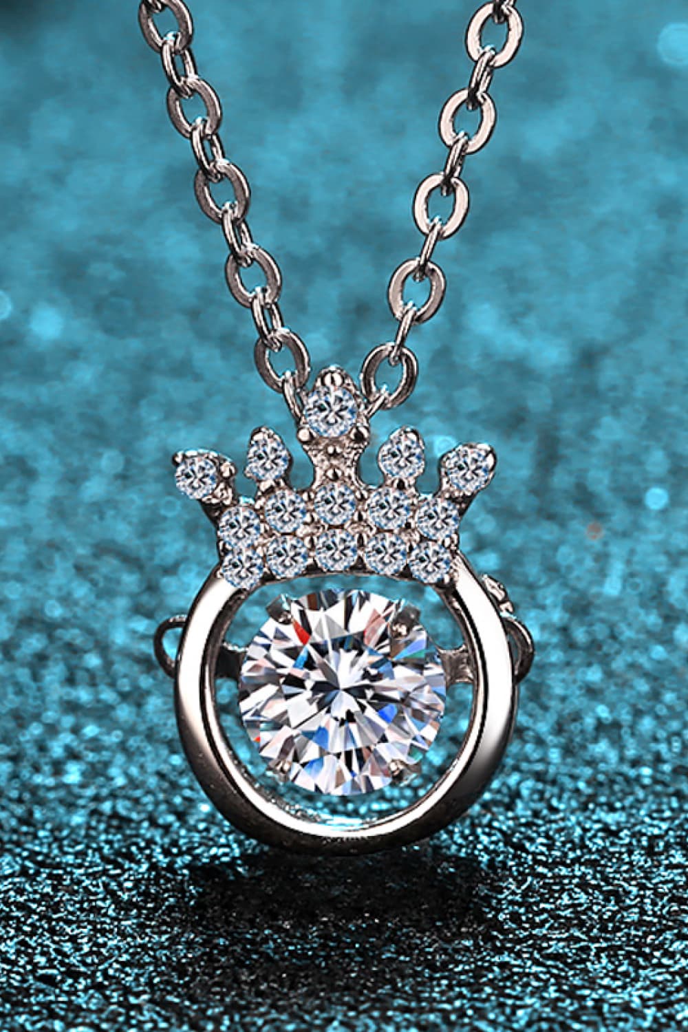 .5 Carat Moissanite 925 Sterling Silver Crown Necklace