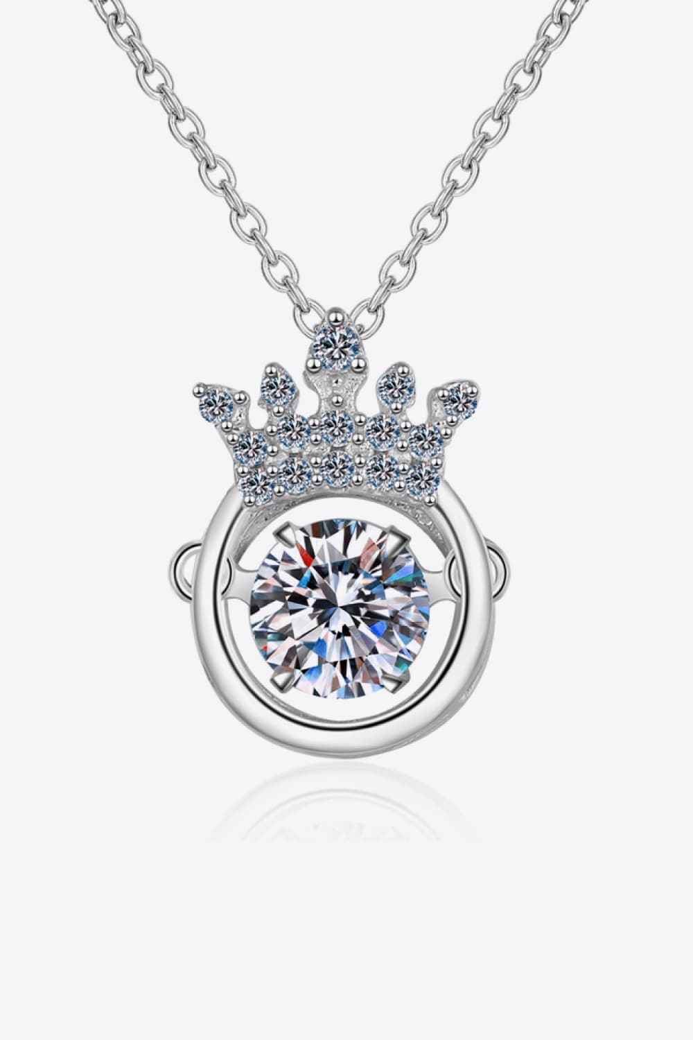 .5 Carat Moissanite 925 Sterling Silver Crown Necklace