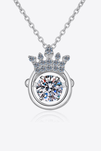 .5 Carat Moissanite 925 Sterling Silver Crown Necklace