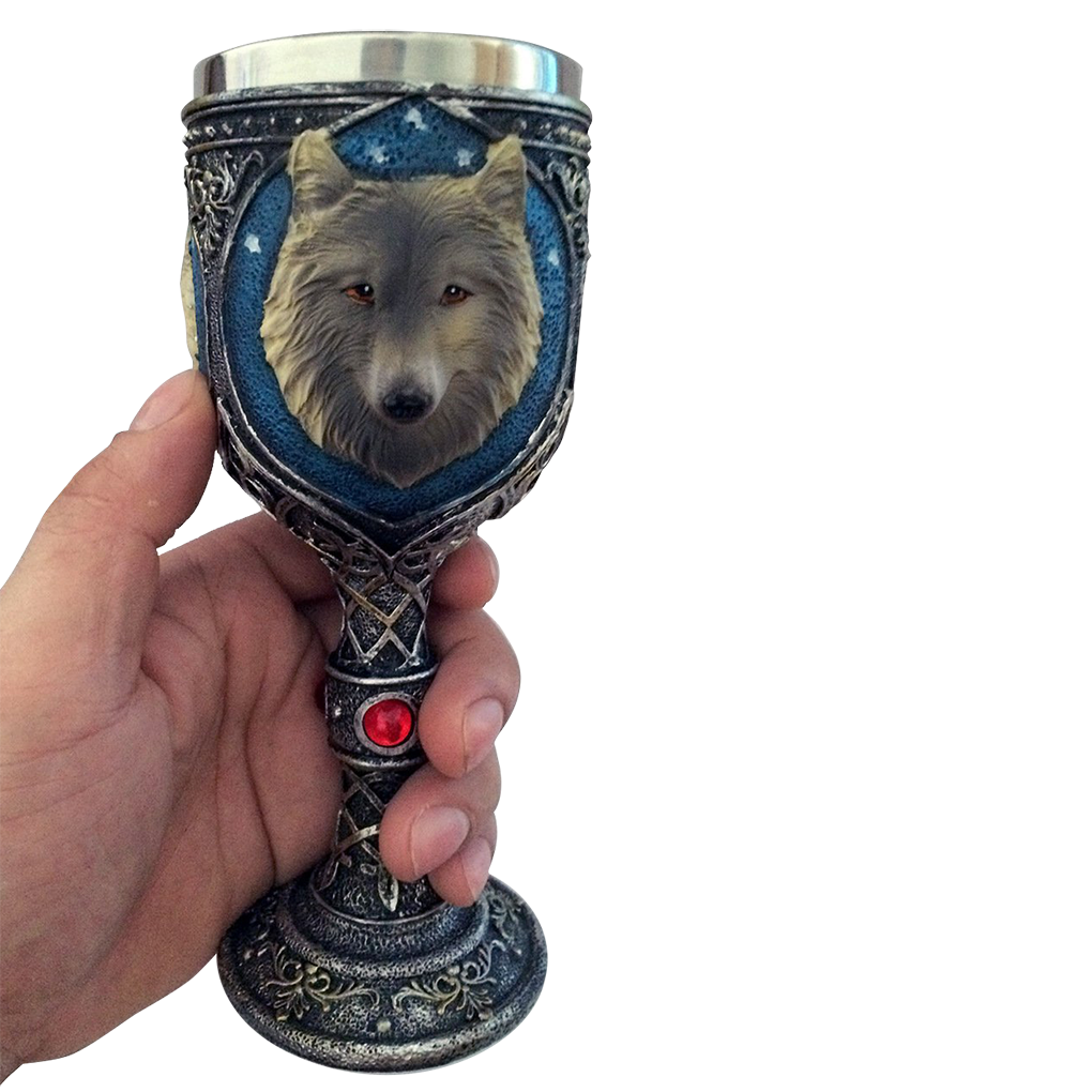 Wolf Head Goblet Drinking Chalice Cup