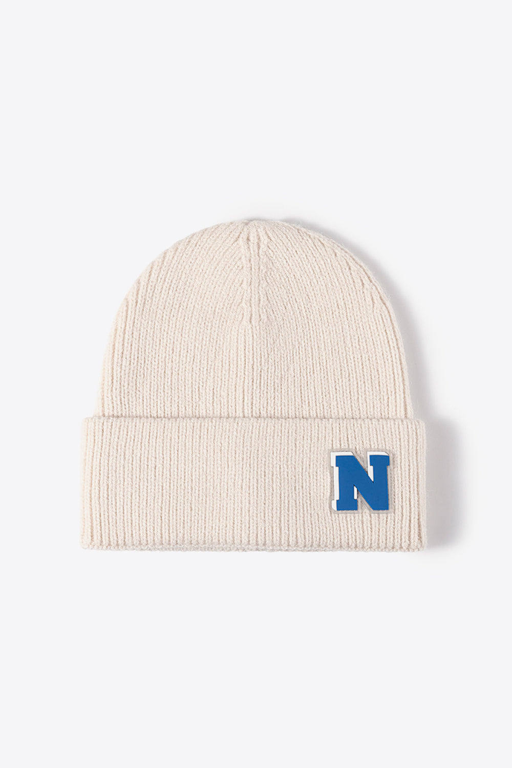 Letter N Patch Cuffed Knit Beanie