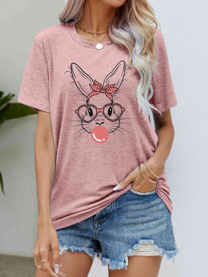 Easter Bunny Graphic Round Neck T-Shirt