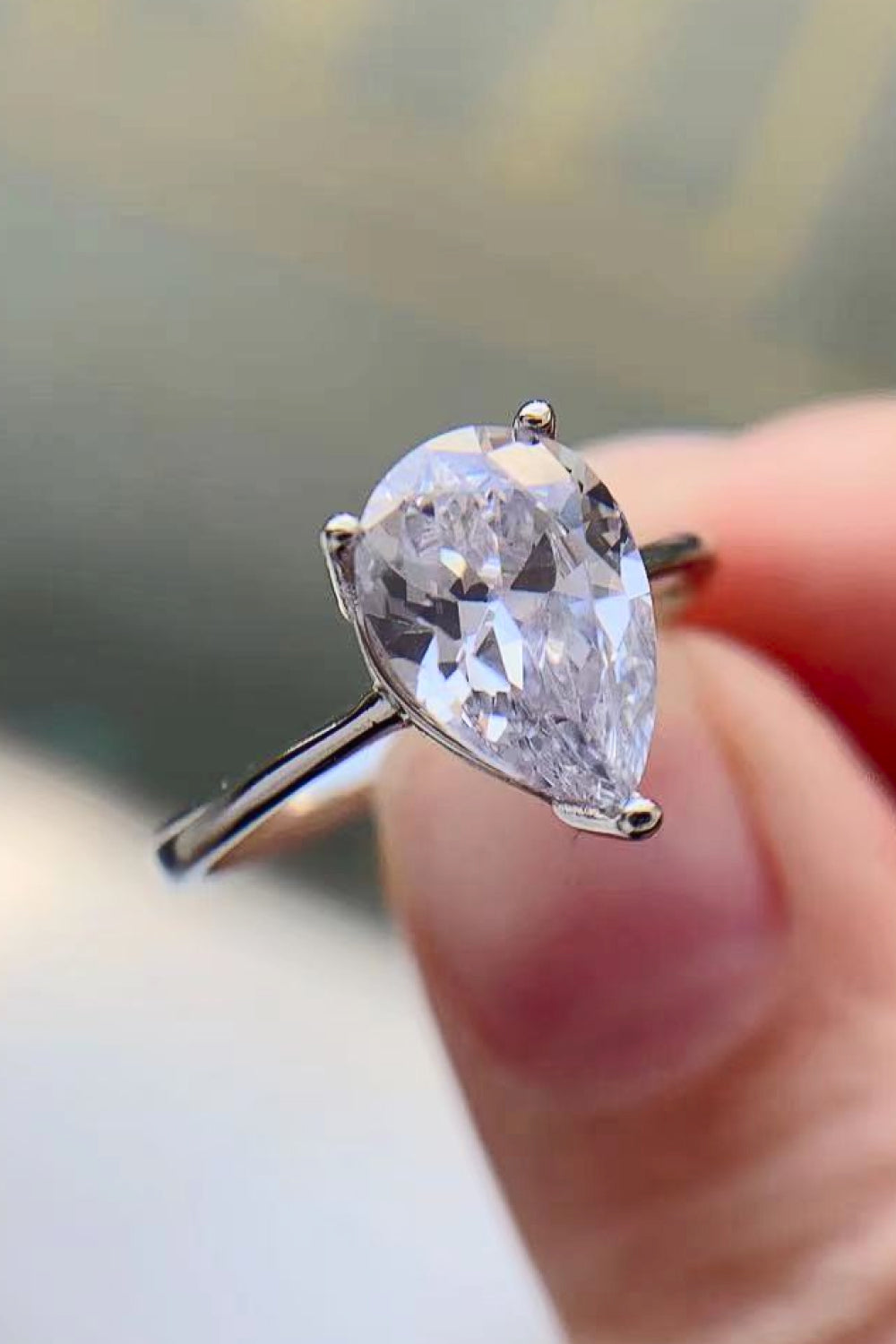 2 Carat Classic Teardrop Moissanite Ring