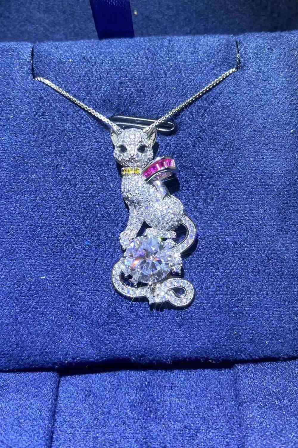 2 Carat Moissanite 925 Sterling Silver Necklace - Cat