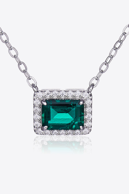 .9 Carat Lab-Grown Emerald Rectangle Pendant Necklace