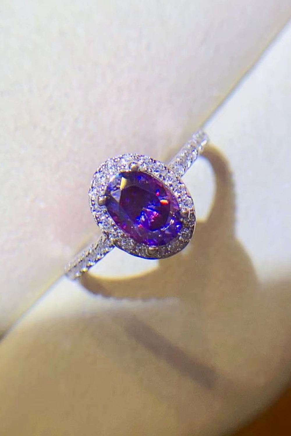 1 Carat Purple Moissanite 925 Sterling Silver Ring