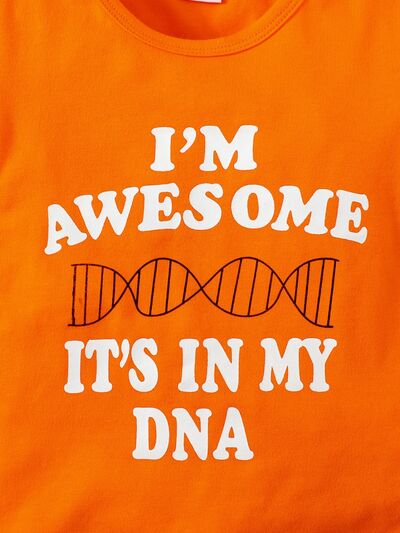 I'M AWESOME IT'S IN MY DNA Short Sleeve Top and Striped Shorts Set