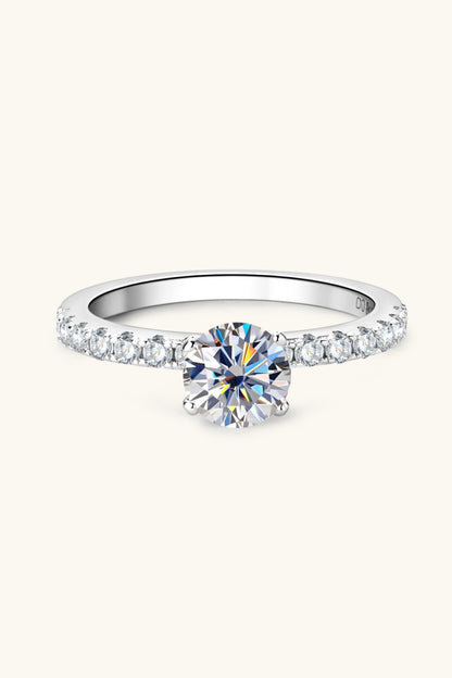 .8 Carat Moissanite Platinum-Plated Side Stone Ring