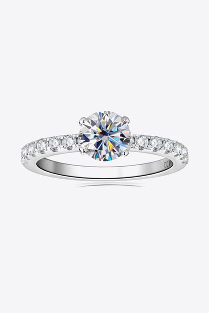 .8 Carat Moissanite Platinum-Plated Side Stone Ring