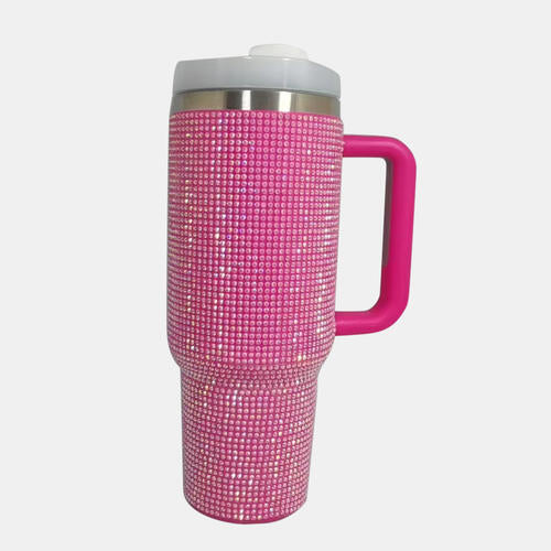 Rhinestone Stainless Steel Tumbler with Straw - 40oz