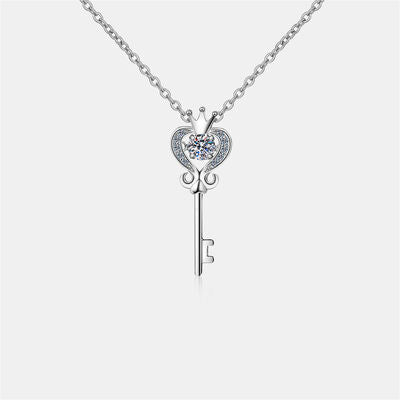 .3 Carat Moissanite Key Shape 925 Sterling Silver Necklace