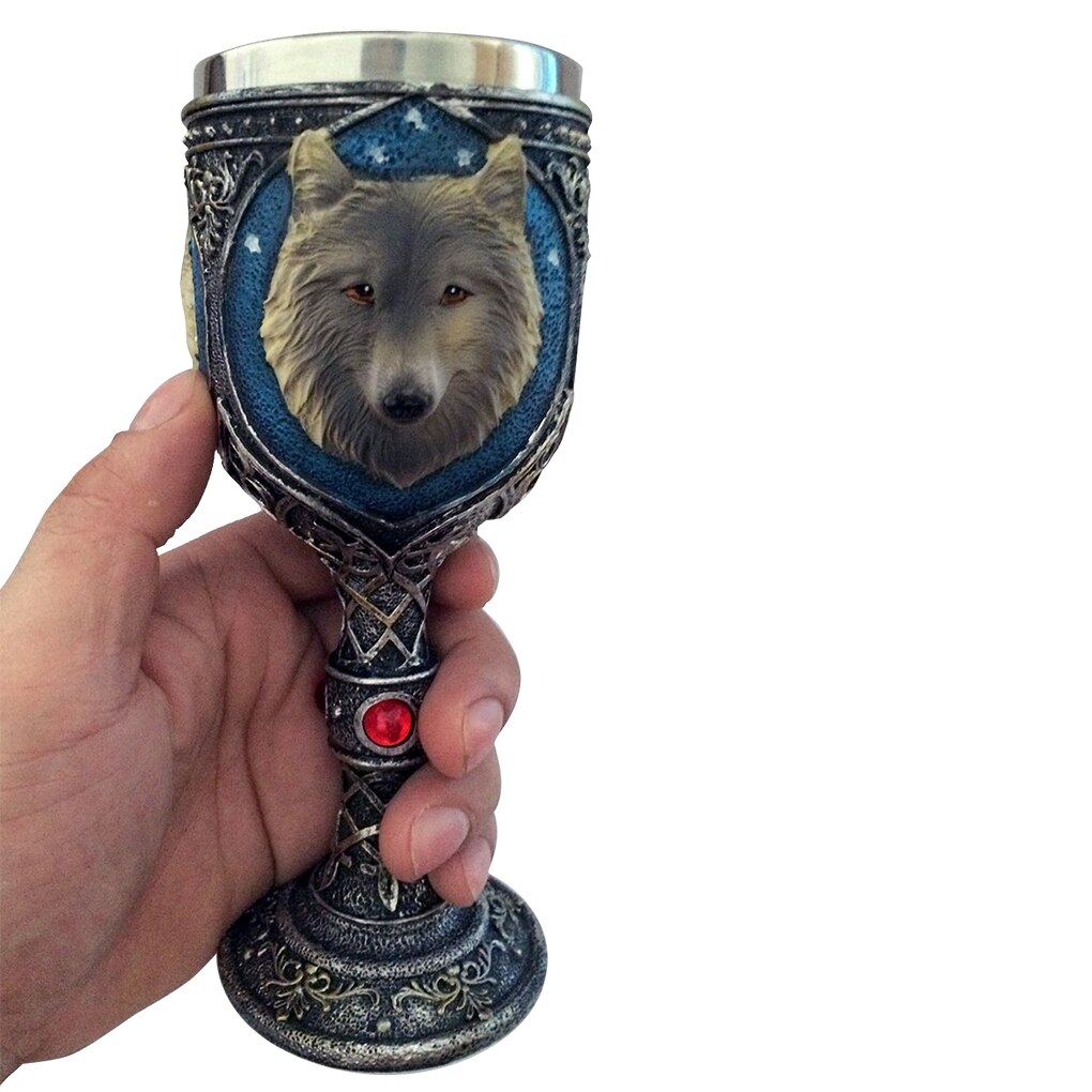 Wolf Head Goblet Drinking Chalice Cup