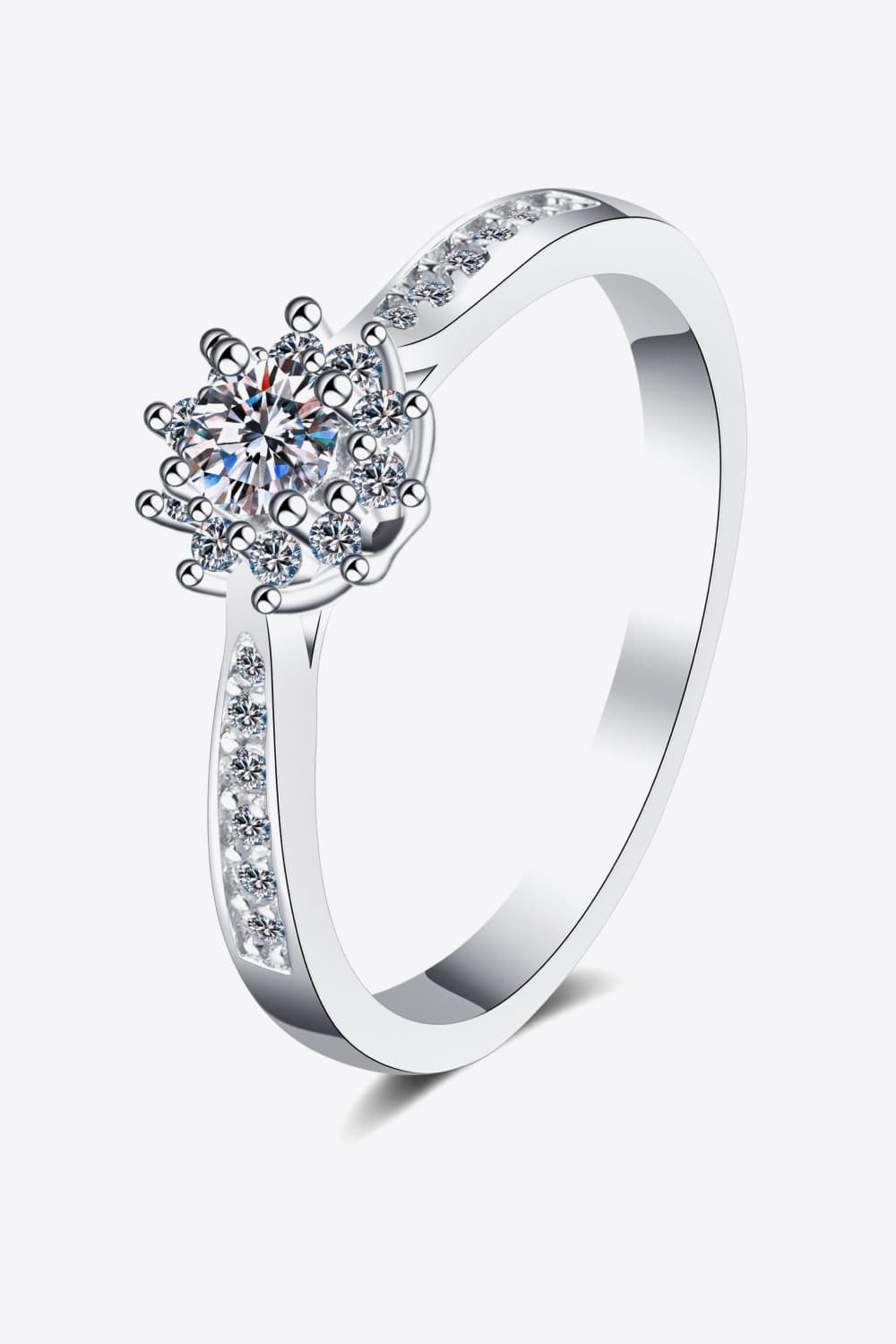 .2 Carat Moissanite Rhodium-Plated Snowflake Ring