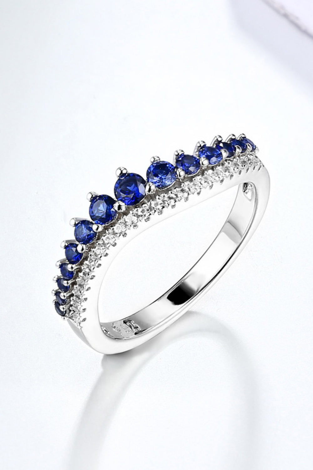 .098 Carat Lab-Grown Sapphire 925 Sterling Silver Rings