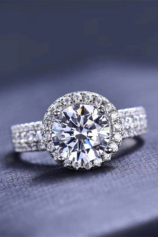 2 Carat Four-Prong 2 Carat Moissanite Round Ring