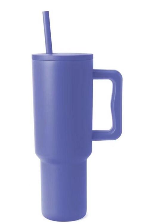 Monochromatic Stainless Steel Tumbler with Matching Straw - 40oz